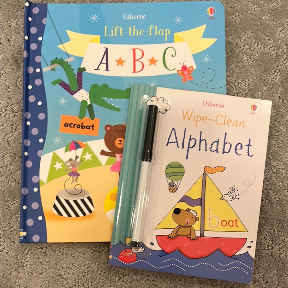New Usborne Lift-the-Flap ABC and Wipe-Clean Alphabet Set